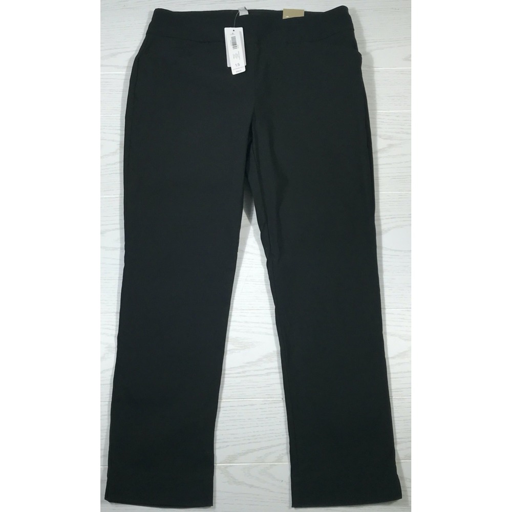 Chico's Perfect Stretch Slim Ankle Pants Women 10 Black Pull On High Rise New - Picture 1 of 16